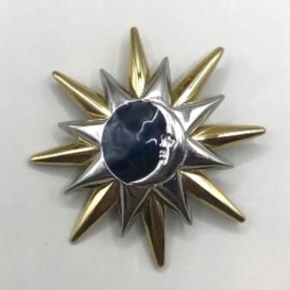 Liz Claiborne Jewelry - Liz Claiborne Mixed Metal Sun & Moon Brooch